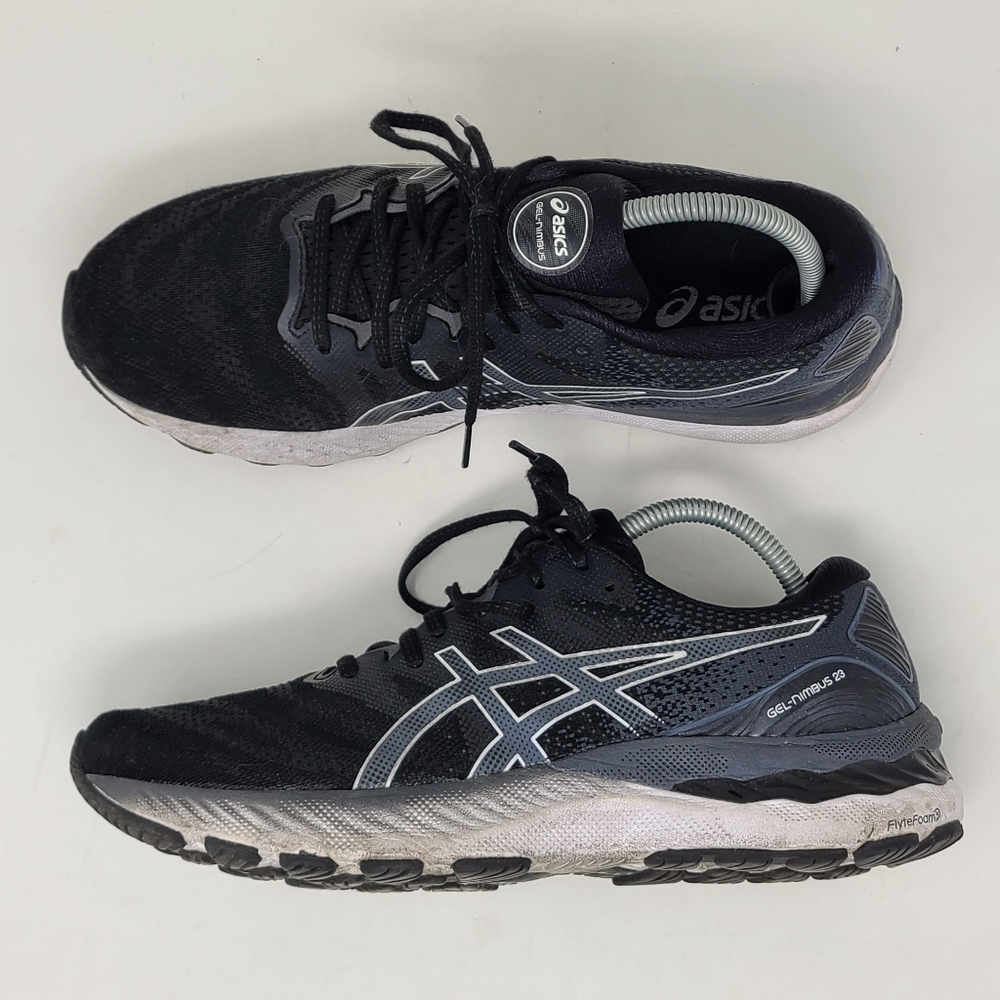 Asics Womens Gel Nimbus 23 1012A885 Black White Running Shoes Sneakers Size 11